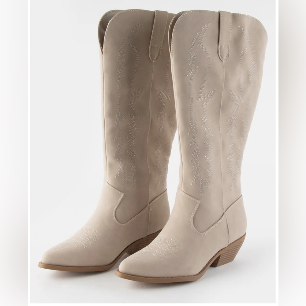 Brand New Sand Suede Tall Western Boots